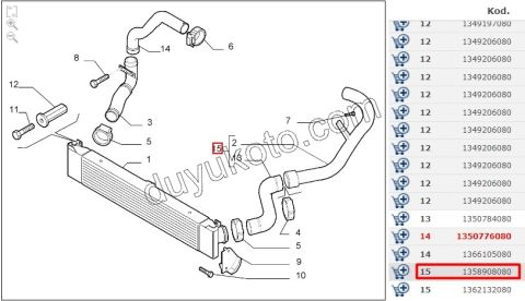 Turbo İnterkol Hortumu Sol DCT3 TEK UST