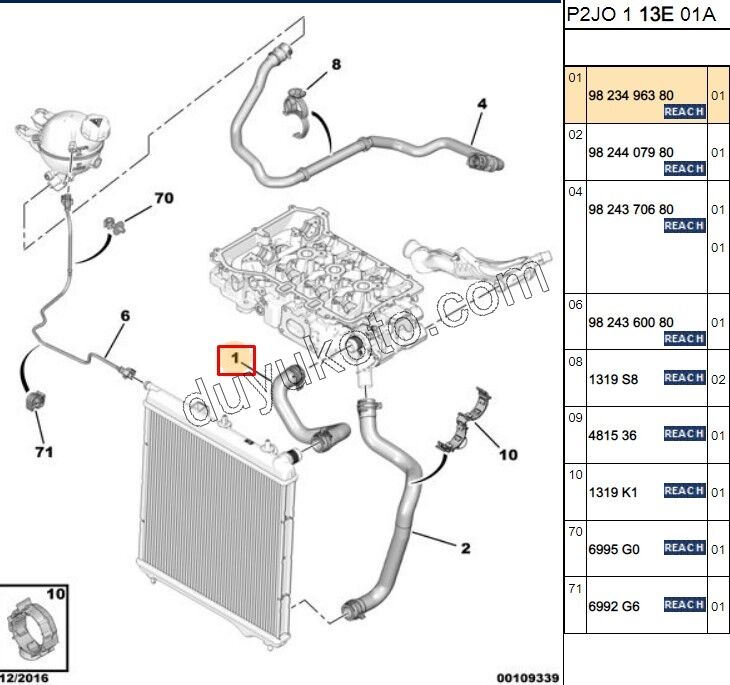 Radyatör ile Blok Arası Hortum P2082 1.2VTI 75HP Üst