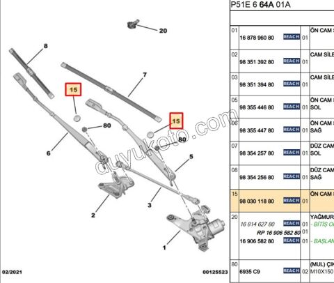 KAPAK ON CAM SILGI KOLU SOMUN P3083 P30082 P50082 GRDX