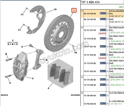 Ön Fren Diski L P3082GTI P5082