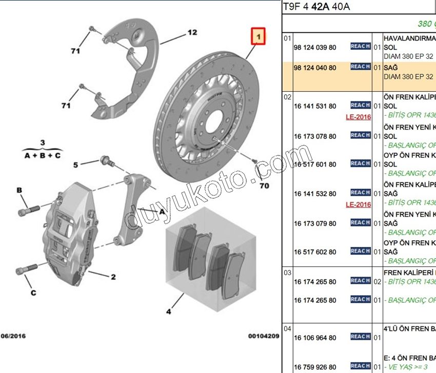 Ön Fren Diski R P3082GTI P5082