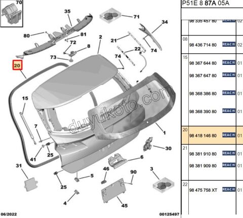 Bagaj Kapağı Fitili P3083 SW