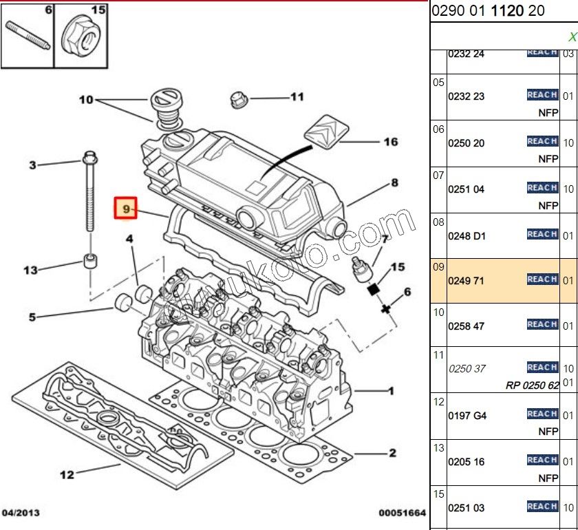 Motor Üst Kapak (Külbütör) Contası XU7JP 1.8 8V XU10J2