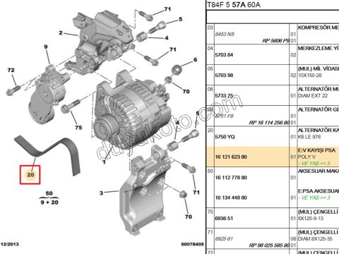 Alternatör V Kayışı 6PK0976 1.6HDİ Euro4 90CV