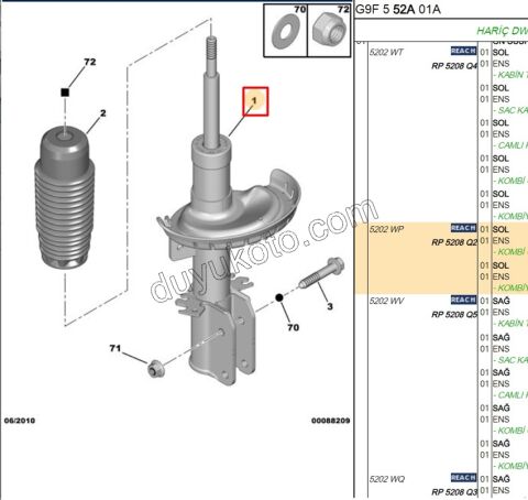 Ön Sol Amortisör EXP3