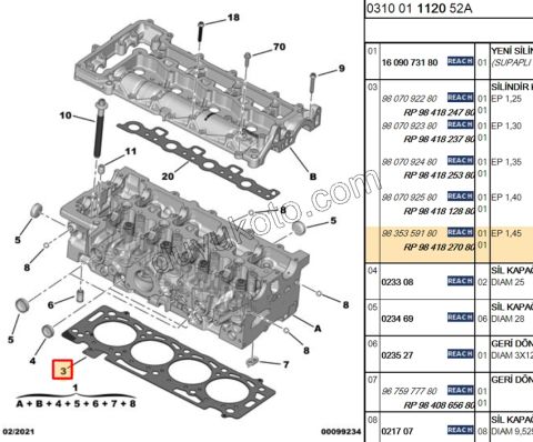 CONTA SILINDIR DW10F DW12R 1.45MM ? DELIK