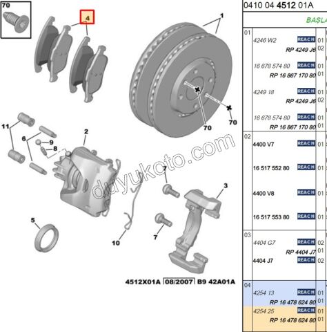 Partner Berrlingo C4 Picasso Ön Fren Balatası Takım