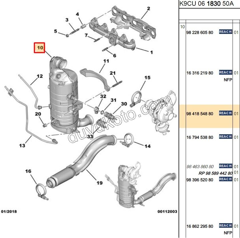 2019> Partner Rifter Berlingo Combo Doblo Proace City KATALIZOR DV5 P30082