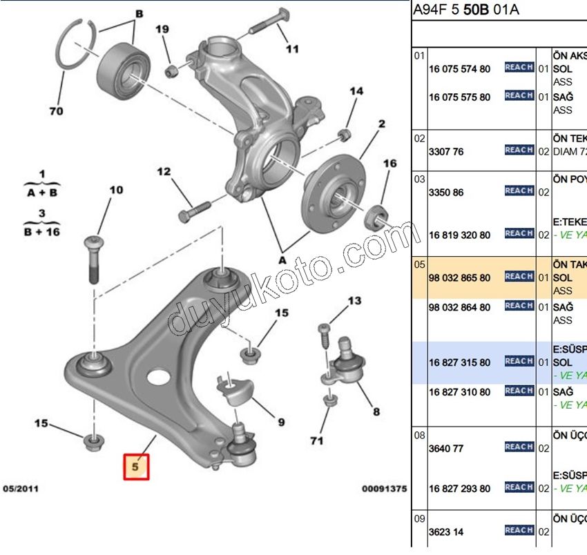 Salıncak Sol ROTIL+ P2081 P20081 C33 1.6HDİ Euro4 XY