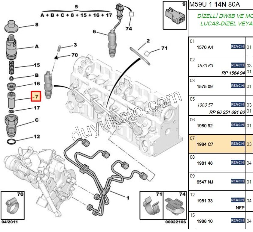 MEME ENJEKTOR 1.9D, 1998/2003 -1.9D,Y.M 03/09 PRT LUCAS