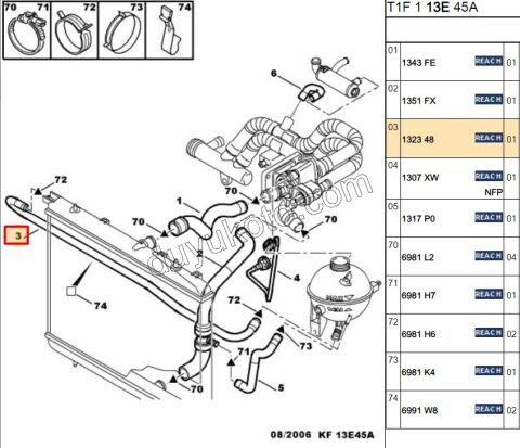 Radyatör Ek Depo Hortumu İnce P206 1.4HDİ Euro4 02/11 Uzun 1323.50