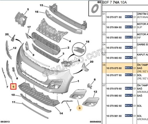 Sağ Sis Far Çerçevesi P107 LED SIZ TIP KROM + VER 12/14