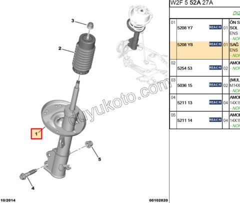 Ön Sağ Amortisör P5081 DW10C