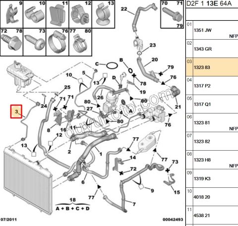 Radyatör Ek Depo Hortumu İnce P407 2.0L 136HP 2.0HDI