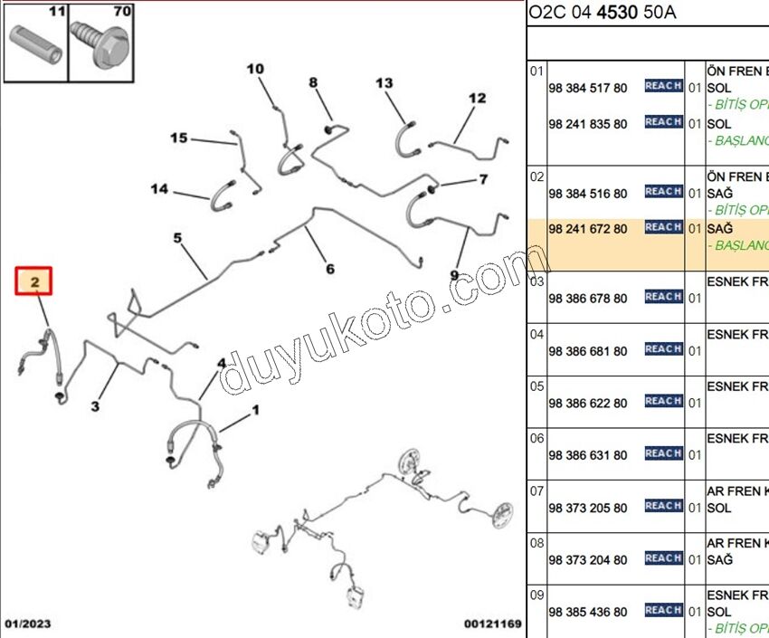 Fren Hortumu Ön Sağ YM AMI