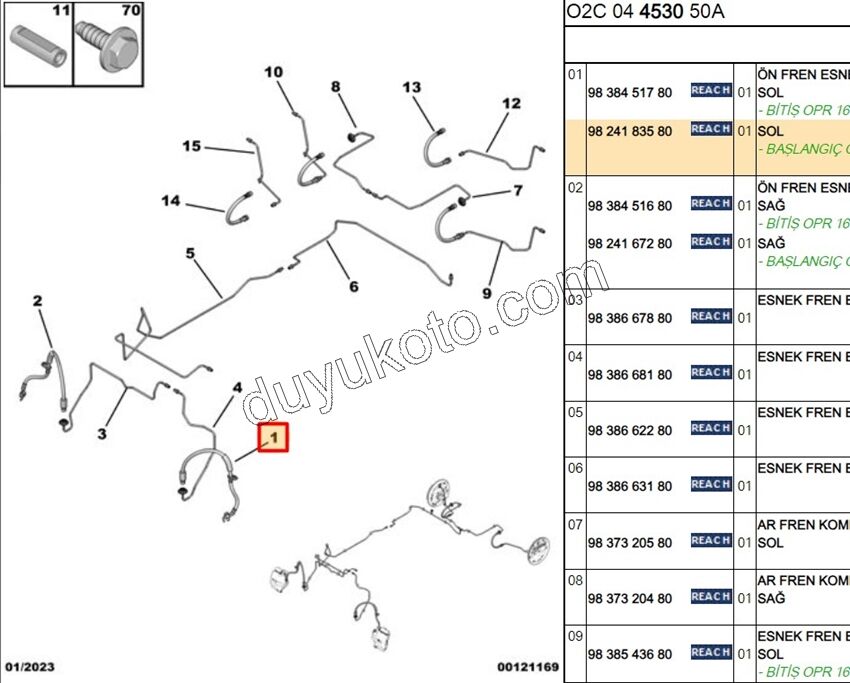 Fren Hortumu Ön Sol YM AMI