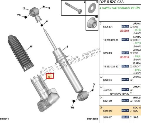 Arka Amortisör Sol Toz Körüğü P407 P5081 P3008 T84 C5