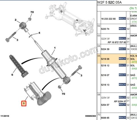Arka Amortisör Sol Toz Körüğü P407 P5081 P3008 T84 C5