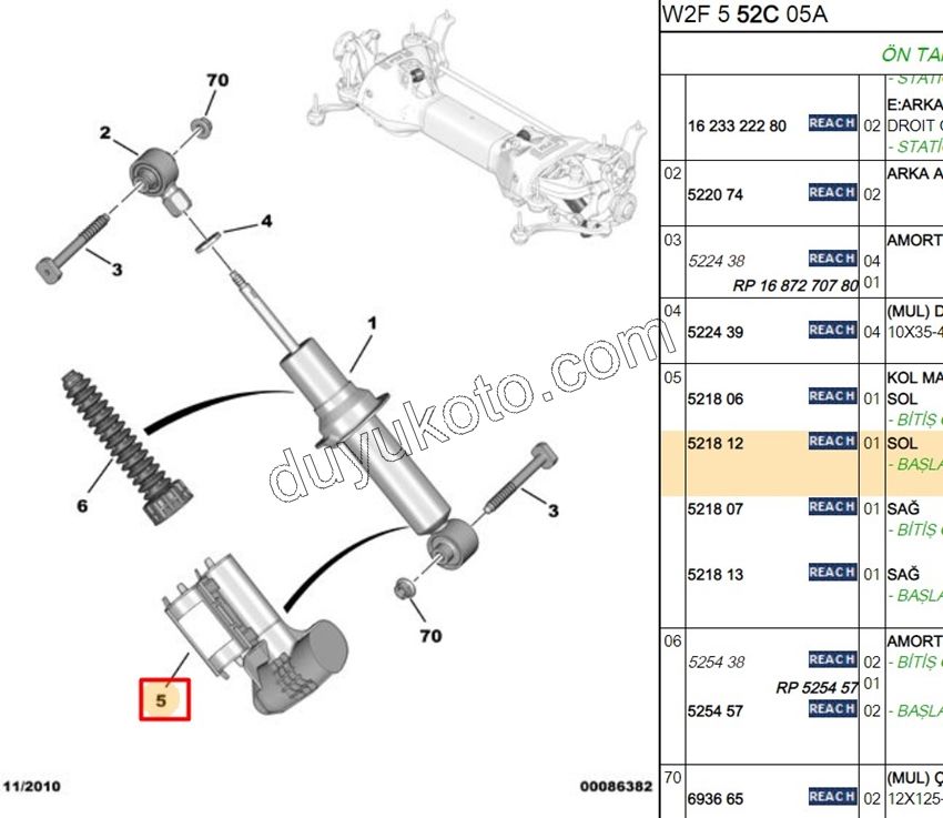 Arka Amortisör Sol Toz Körüğü P407 P5081 P3008 T84 C5