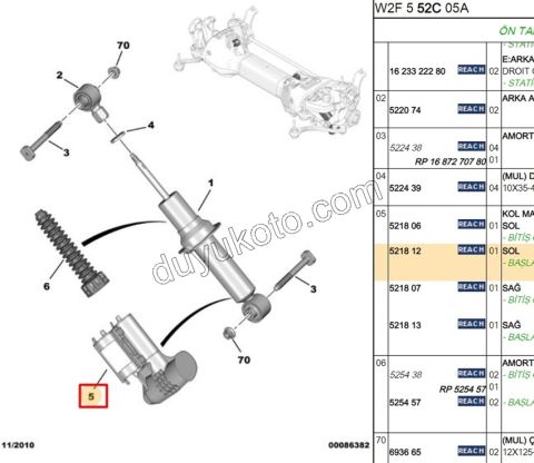 Arka Amortisör Sol Toz Körüğü P407 P5081 P3008 T84 C5