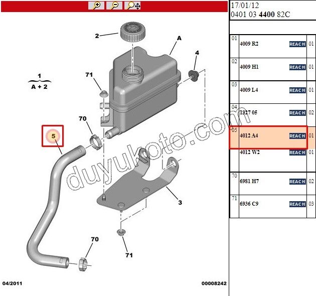 Hidrolik Direksiyon Pompa ile Depo Arası Hortum 1.6HDİ Euro4 PRT2