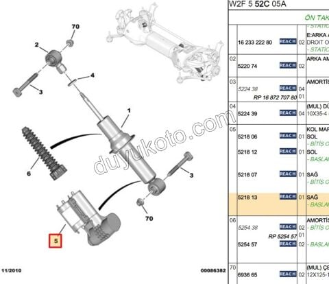 Arka Amortisör Sağ Toz Körüğü P407 P5081 P3008 T84 C5