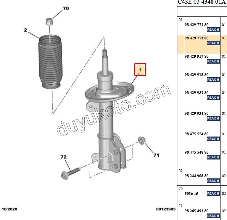 Ön Sağ Amortisör C43 C43X