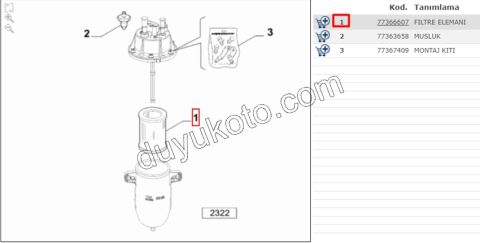 Mazot Yakıt Filtresi DB3 EGE Euro5/Euro6 1.3JTD5 1.6JTD5 DW10FU