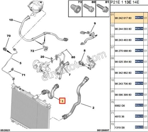 Radyatör Üst Hortumu P20082 1.2VTI 130HP 2020 Sonrası