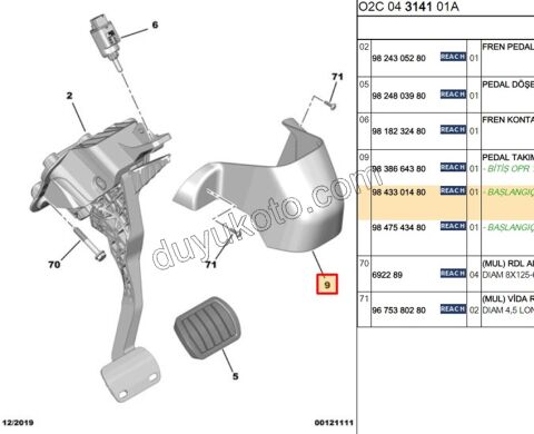MUHAFAZA FREN PEDAL USTU YM AMI