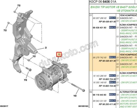 Klima Kompresörü EXP4 2.0HDİ 177HP Euro6 1.6HDİ Euro6