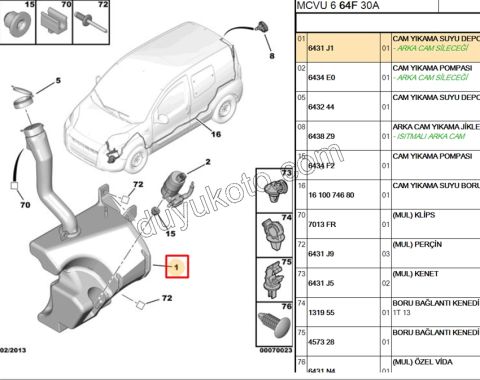 Cam Yıkama Suyu Deposu PBP NM FRN ACS+ MOTOR+ HORTUM+
