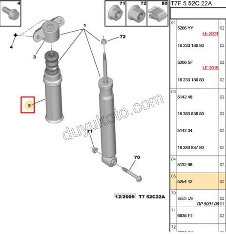 Arka Amortisör Toz Körüğü P307 P3081 P30081 RCZ C42