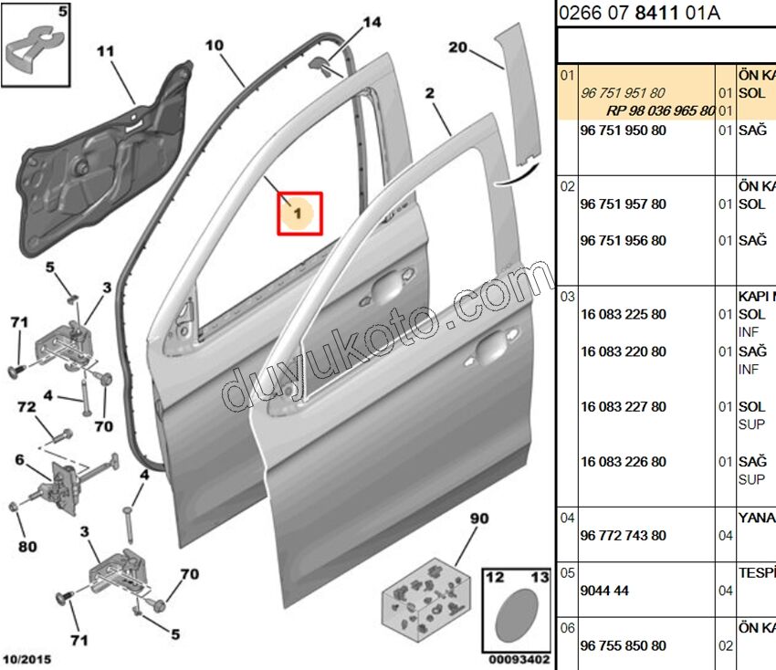 Sol Ön Kapı Komple P301 CELY 2014>