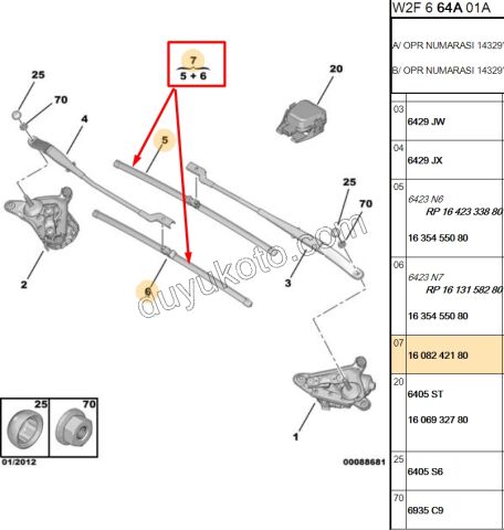 Ön Silgi Süpürgesi Takım P5081 RCZ 65CM+65CM