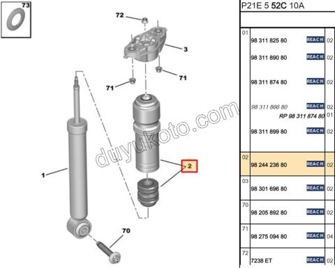 Arka Amortisör Dayama Takozu (Toz Körüklü) P2082