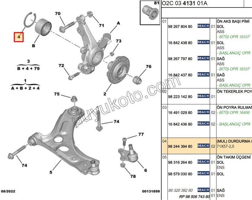 SEGMAN ON AKS RULMAN AMI 71X57-2,5