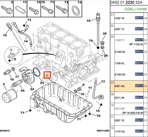 Motor Yağı Karteri Klimalı PRT2 1.9D,Y.M 03/09