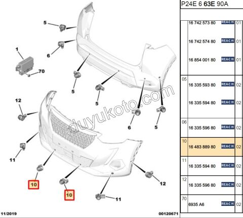 SENSOR PARK ORTA ON ARKA P208 P20082 SIYAH