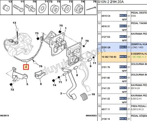 Debriyaj Teli P106 147 CM