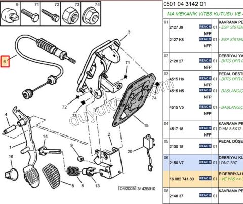 Debriyaj Teli MA XS1 1.6 8V 597MM