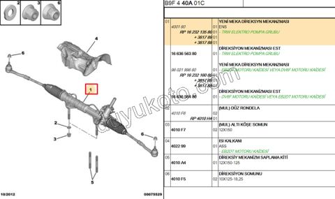 Direksiyon Kutusu PRT3 1.6HDİ Euro4/Euro5