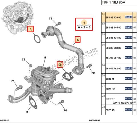 Egzoz Geri Dönüş (EGR) Borusu 1.6HDİ Euro6 ORING+ SAC CONTA+ CONTA