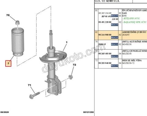 Ön Amortisör Toz Körüğü P20082 C43 AMI