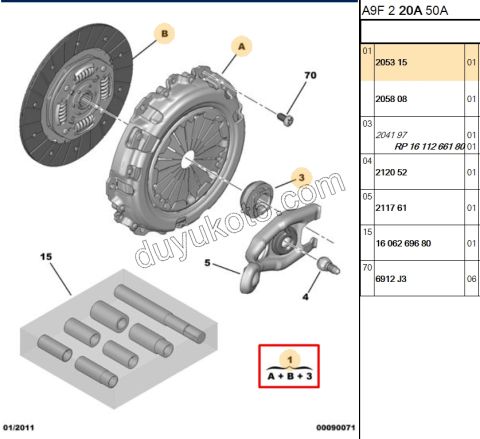 Debriyaj Seti 1.4HDİ Euro5 12/16 1.4HDİ Euro4 02/11 P206+ P2081