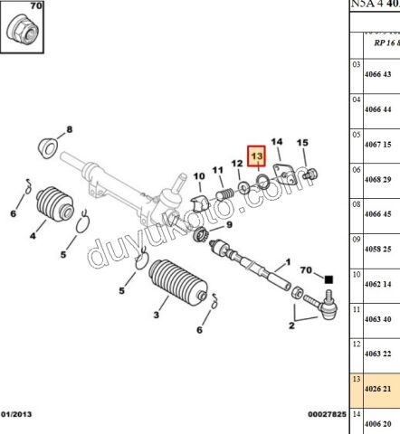 Direksiyon Kutusu Mafsalın Alt Contası P106 P205 P306 P405 P406 PRT1 PRT2
