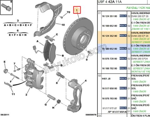 Ön Fren Diski Adet (X2) BXR3 14Q 3.0CC