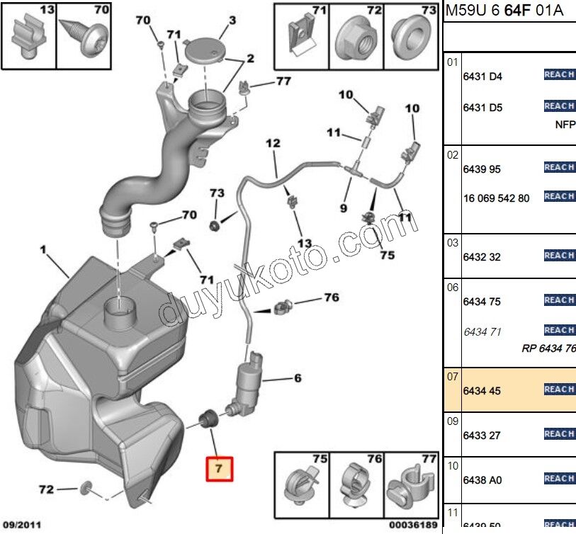 Cam Suyu Fıskıye Motoru Contası PRT1 PRT2 P206 P307 P407 PRT3