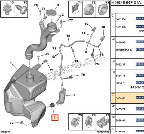 Cam Suyu Fıskıye Motoru Contası PRT1 PRT2 P206 P307 P407 PRT3