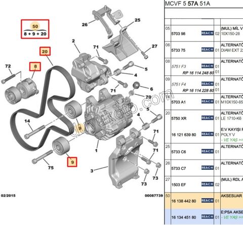 Alternatör V Kayış Kiti (Gergi Kütüklü) 1.4HDİ/1.6HDİ Euro4